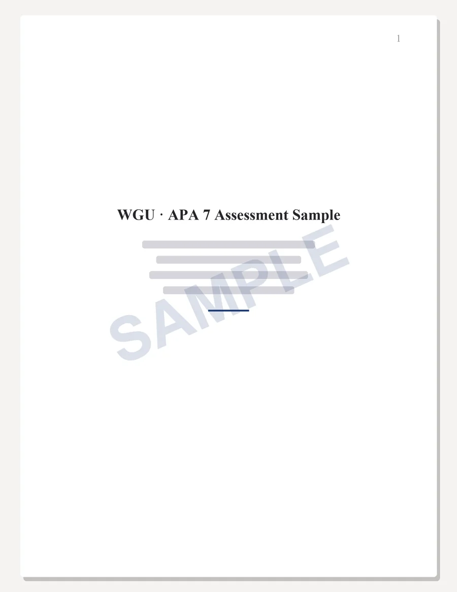 WGU sample paper preview: APA 7 title page, written to the scoring guide